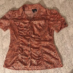 Mix It orange and brown blouse. Sz S